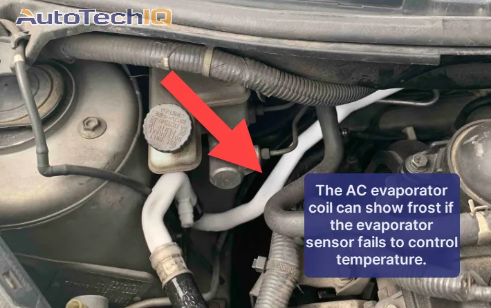 A faulty evaporator temperature sensor can't control temperature, allowing the evaporator coil to develop frost