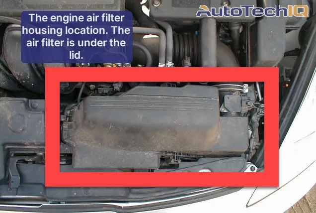 The engine air filter stays inside a housing under the vehicle's hood. Remove the housing's lid to access it