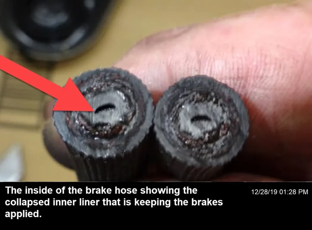 Collapsed brake hose