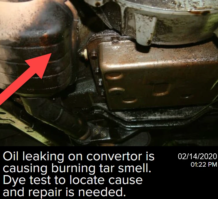 Oil leak burning off catalytic converter