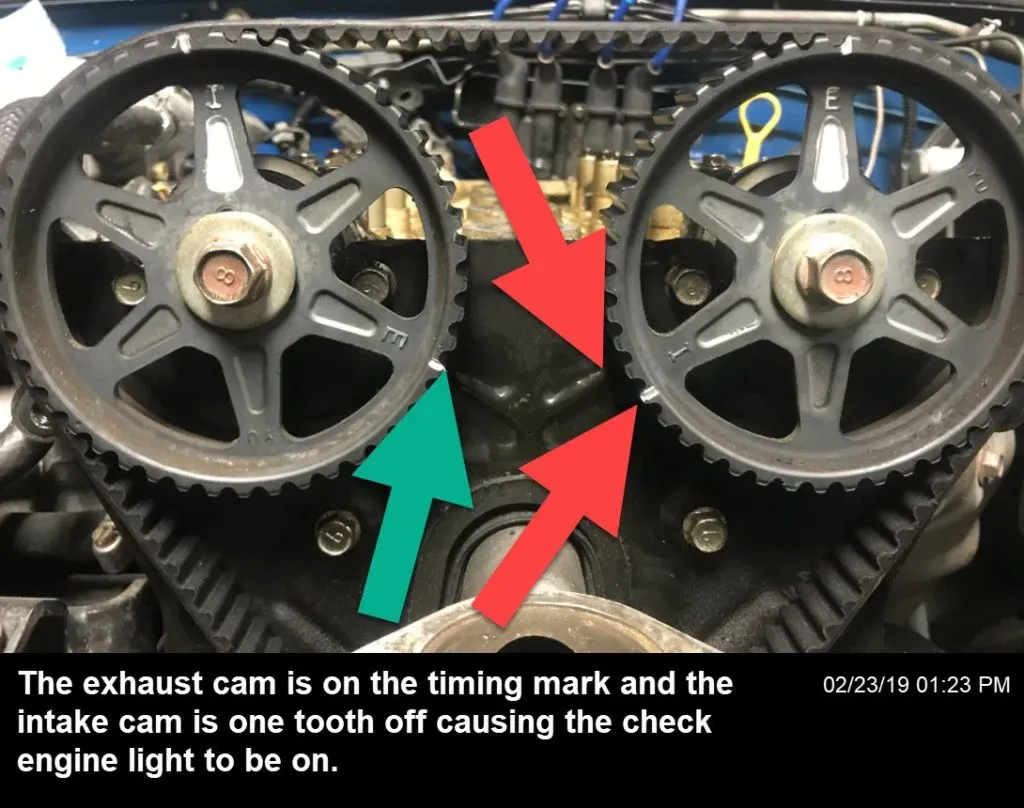 Loose timing belt causes whining noises, also triggering the check engine light and making the car not accelerate