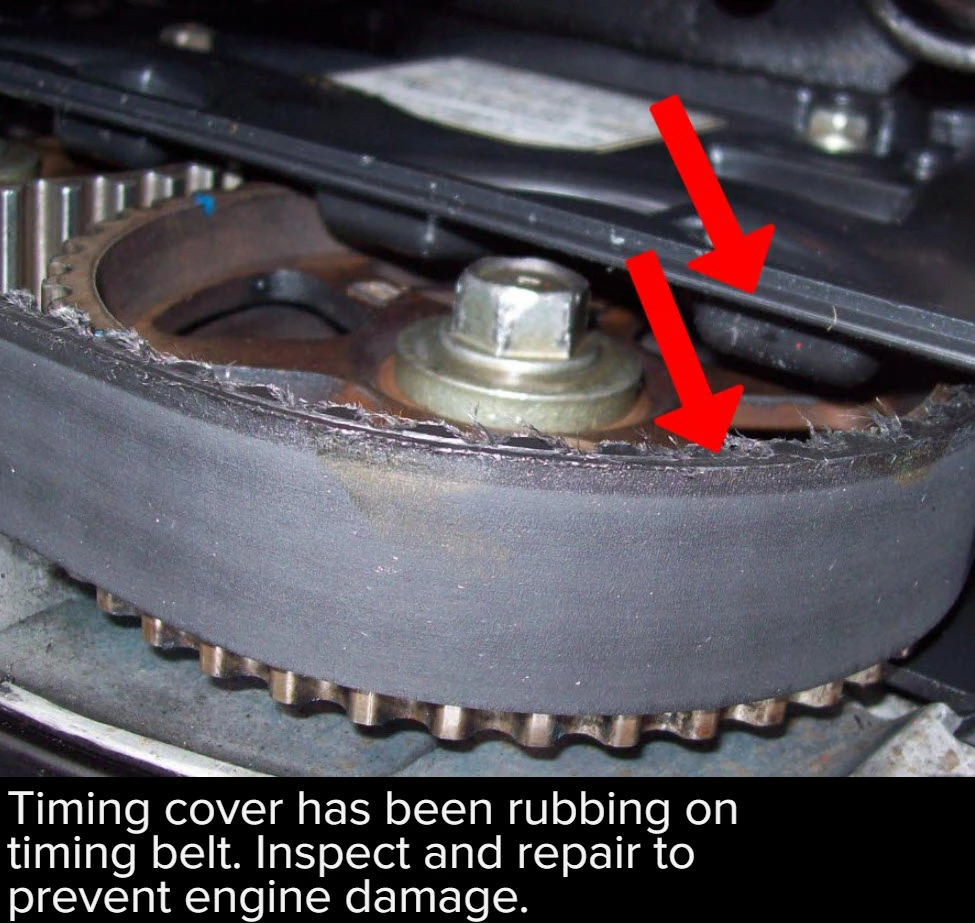 The timing belt cover got loose and start rubbing against the timing belt, creating a burning rubber smell